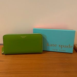 KATE SPADE JANE STREET NEDA BASIL/TURQUOISE LEATHER WALLET